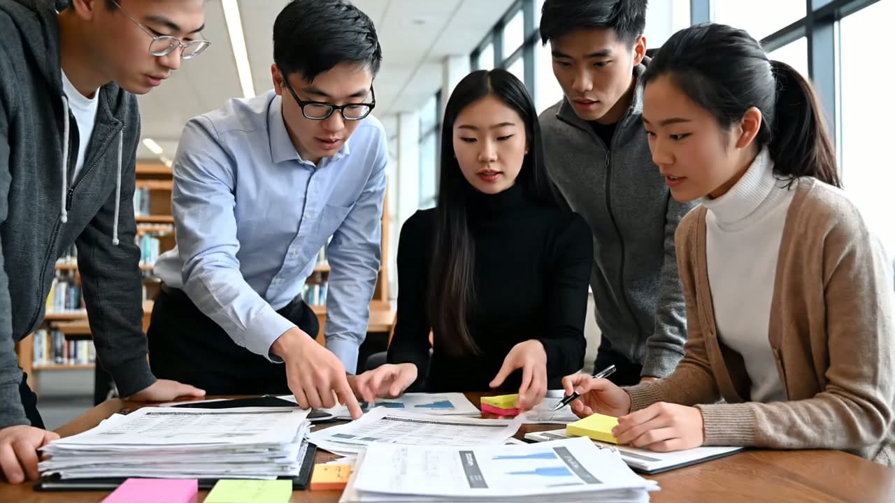 Students collaborating in a classroom setting