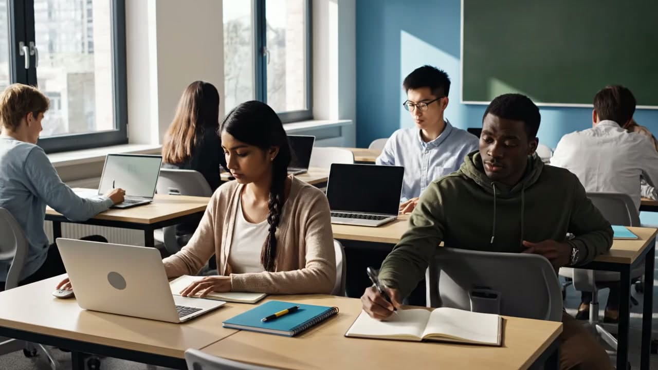 Modern university campus setting